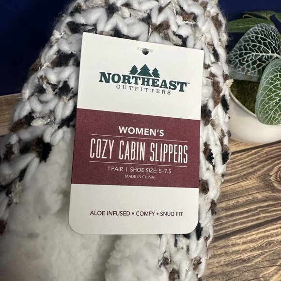 NWT Northeast Outfitters Women's Cozy Cabin Slippers Size S/M (Spacedye Brown) - Picture 2 of 9